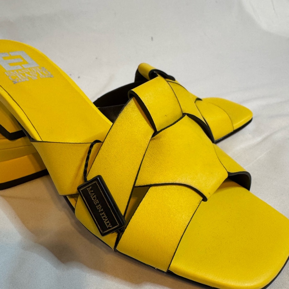 Emanuele Crasto Yellow Woven Leather Sandels - Picture 2 of 6